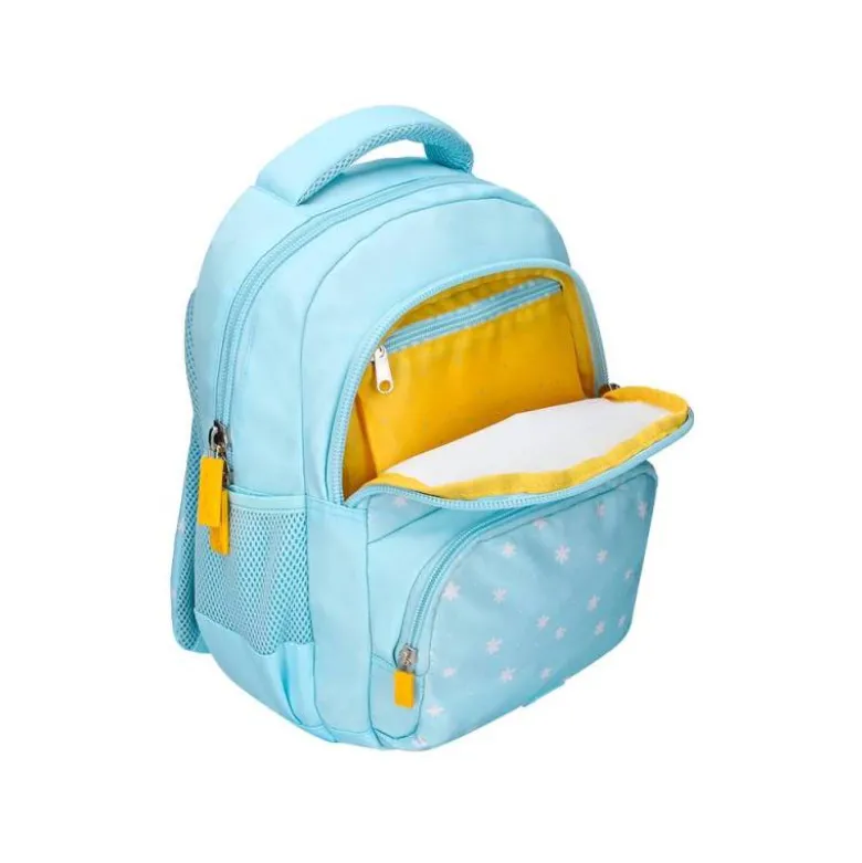 MOCHILA ESCOLAR LIDERPAPEL MULTIBOLSILLO INFANTIL FLOWERS AZUL 350X110X270 MM
