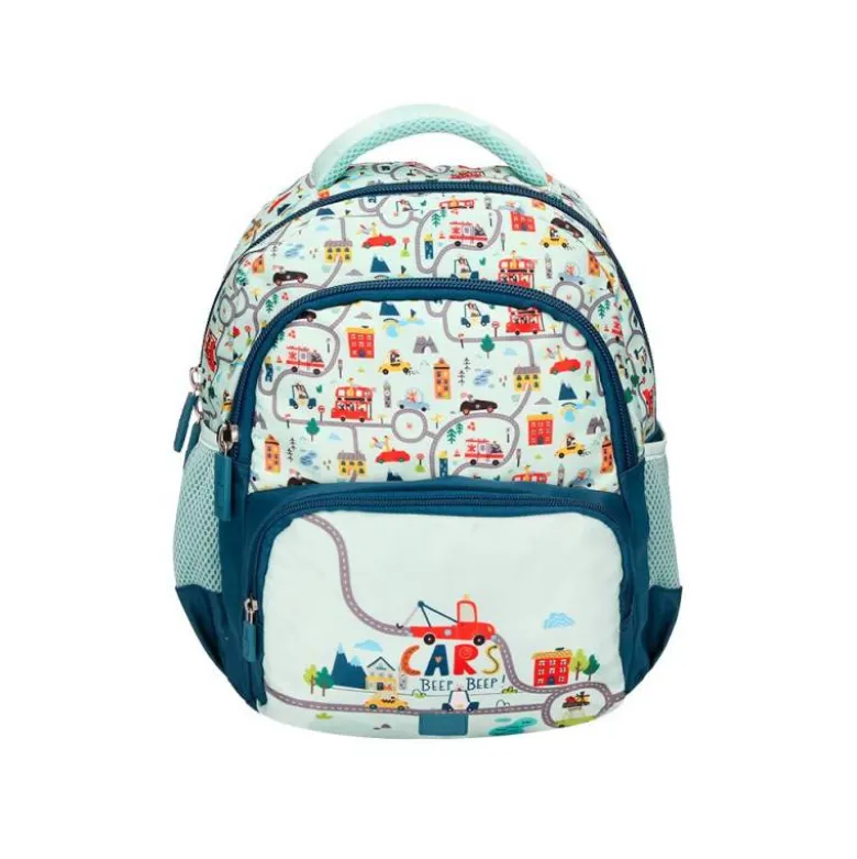 MOCHILA ESCOLAR LIDERPAPEL MULTIBOLSILLO INFANTIL CARS AZUL 350X110X270 MM