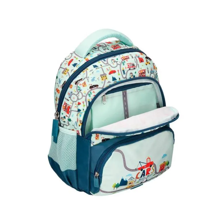 MOCHILA ESCOLAR LIDERPAPEL MULTIBOLSILLO INFANTIL CARS AZUL 350X110X270 MM