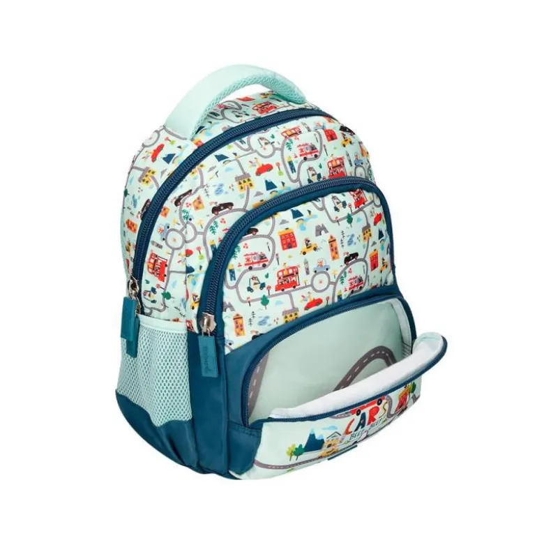 MOCHILA ESCOLAR LIDERPAPEL MULTIBOLSILLO INFANTIL CARS AZUL 350X110X270 MM