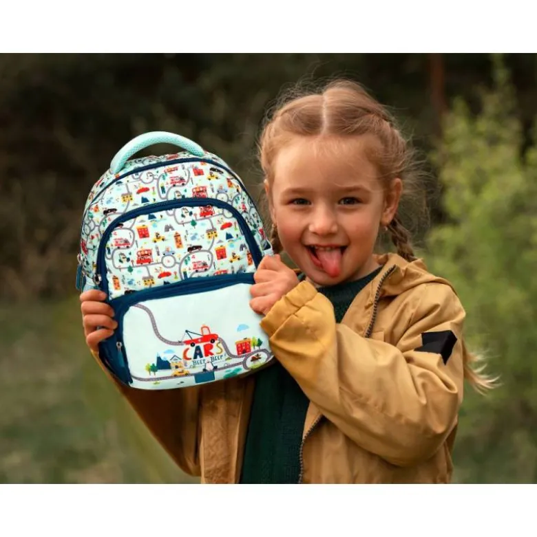 MOCHILA ESCOLAR LIDERPAPEL MULTIBOLSILLO INFANTIL CARS AZUL 350X110X270 MM