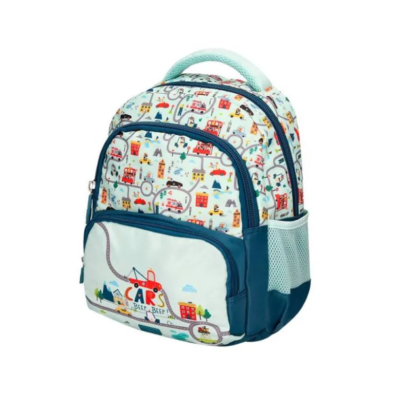 MOCHILA ESCOLAR LIDERPAPEL MULTIBOLSILLO INFANTIL CARS AZUL 350X110X270 MM