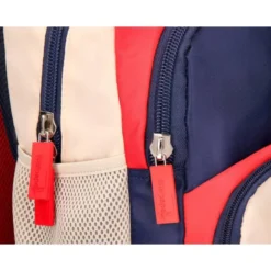 MOCHILA ESCOLAR LIDERPAPEL MULTIBOLSILLO INFANTIL AZUL MARINO ROJO BEIGE 350X110X270 MM