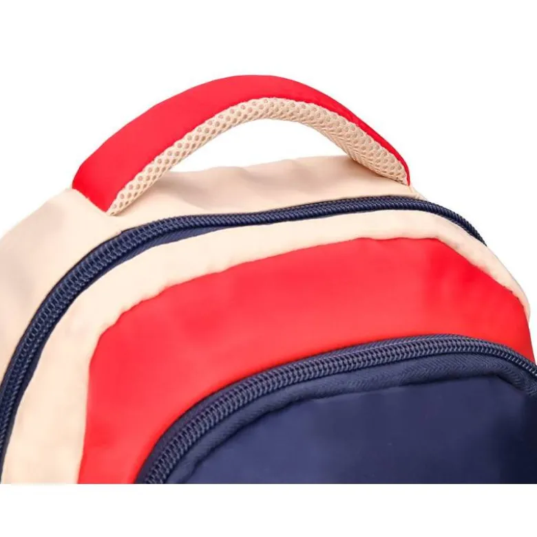 MOCHILA ESCOLAR LIDERPAPEL MULTIBOLSILLO INFANTIL AZUL MARINO ROJO BEIGE 350X110X270 MM