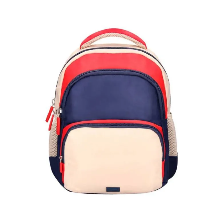 MOCHILA ESCOLAR LIDERPAPEL MULTIBOLSILLO INFANTIL AZUL MARINO ROJO BEIGE 350X110X270 MM