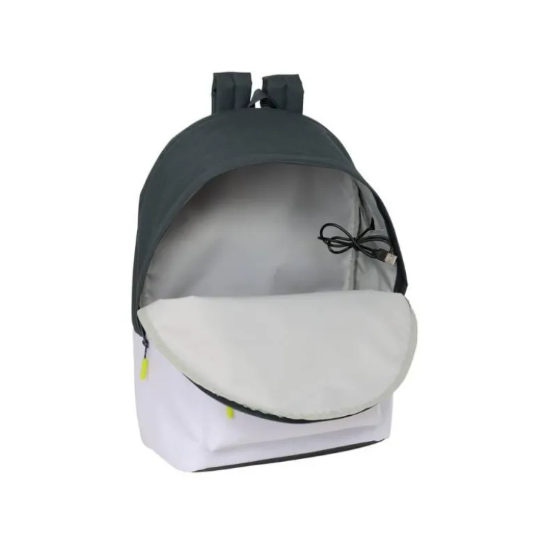 MOCHILA ESCOLAR SAFTA DOBLE PARA PORTATIL 15,6"+USB REAL MADRID 25/26 440X310X180 MM