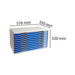 MODULO CAJONES SOBREMESA EXACOMPTA CLASSIC 10 CAJONES POLIESTIRENO DIN A3 GRIS CLARO/AZUL 576X320X350 MM