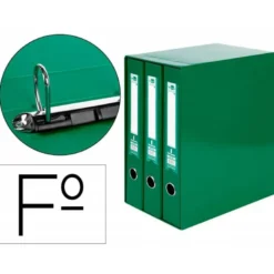 Modulo Liderpapel 3 archivadores folio 2 anillas mixtas 40mm verde.