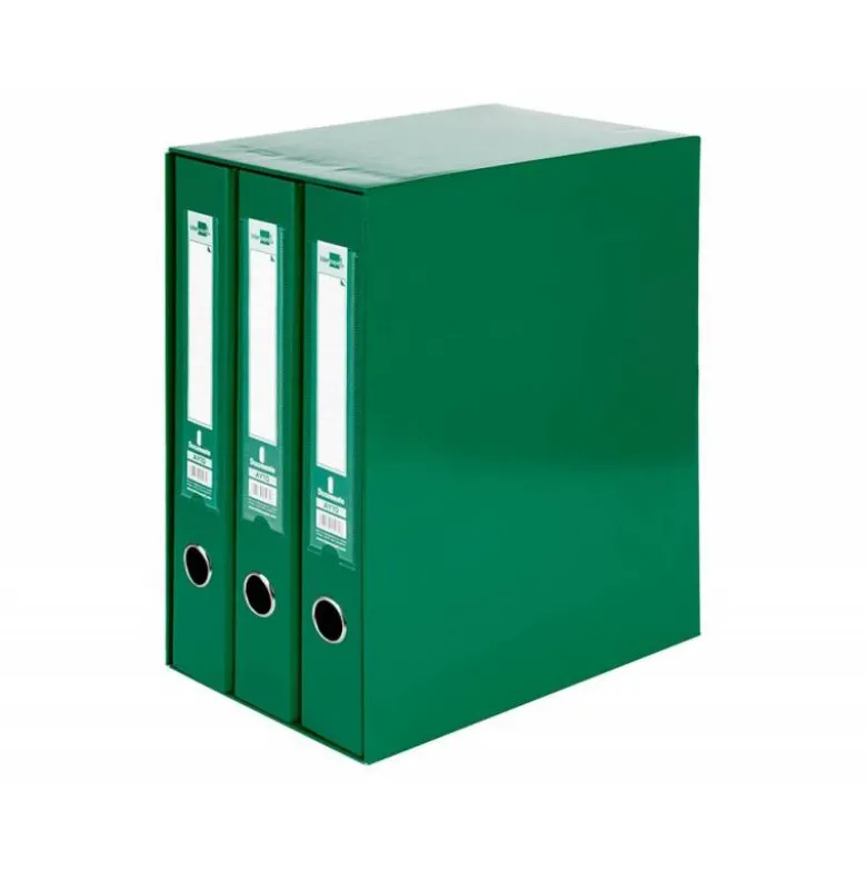 Modulo Liderpapel 3 archivadores folio 2 anillas mixtas 40mm verde.