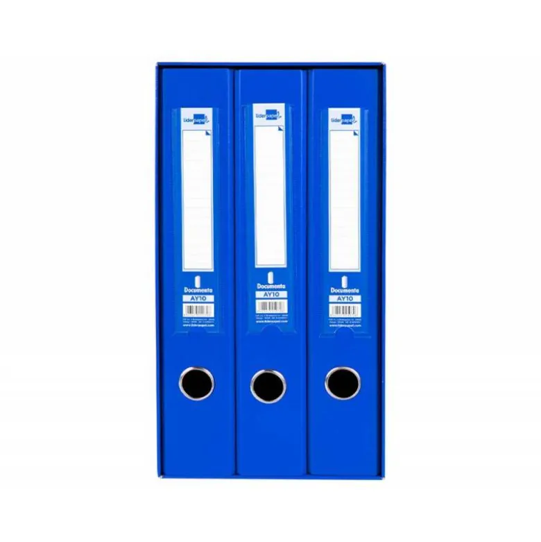 Modulo Liderpapel 3 archivadores folio 2 anillas mixtas 40mm azul