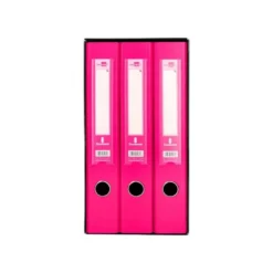 MODULO LIDERPAPEL 3 ARCHIVADORES FOLIO 2 ANILLAS MECANISMO DE PALANCA 52MM ROSA