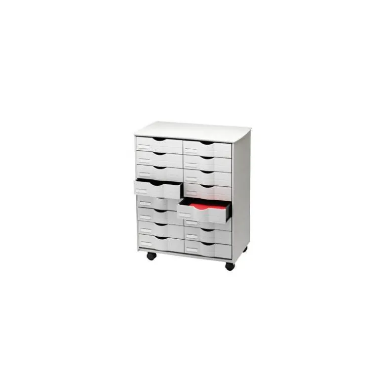 Mueble auxiliar fast-paperflow para oficina negro 16 cajones en 2 columnas gris5x382 71,5x58x34,3 cm