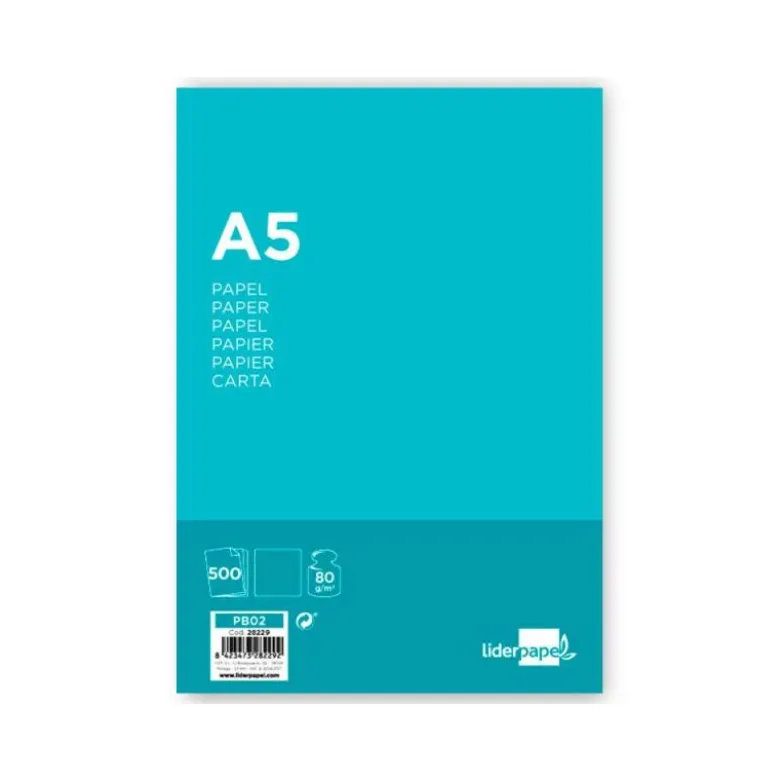 NO ES TAMAÑO FOLIO Papel Din A5 Liderpapel 80 g/m2 Escritura 500 hojas