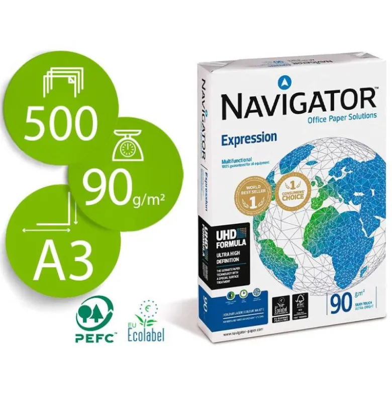 NO ES TAMAÑO FOLIO Papel multifuncion A3 Navigator 90 g/m2