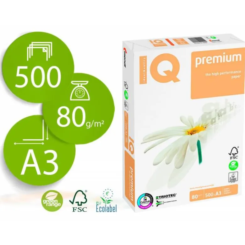NO ES TAMAÑO FOLIO Papel multifuncion A3 IQ Premium 80g/m2 Blanco