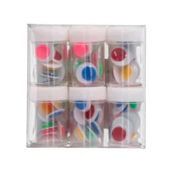 OJO LIDERPAPEL 18 MM BLANCO CON PUPILA DE COLORES SURTIDOS PACK DE 108 UNIDADES