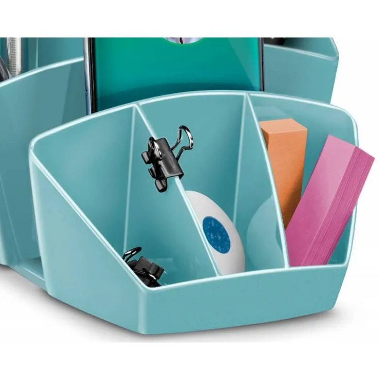 ORGANIZADOR DE SOBREMESA CEP RIVIERA PLASTICO 8 DEPARTAMENTOS COLOR VERDE AGUA 143X158X93 MM