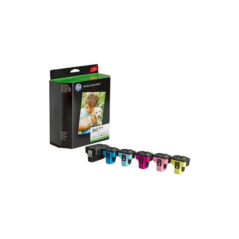 Pack fotografico 6 cartuchos HP 363 Multicolor + 150 Hojas 10x15 cm referencia Q7966EE