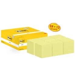 Pack promocional 24+12. Bloc de notas adhesivas quita y pon Post-it ® 76x76mm amarillo