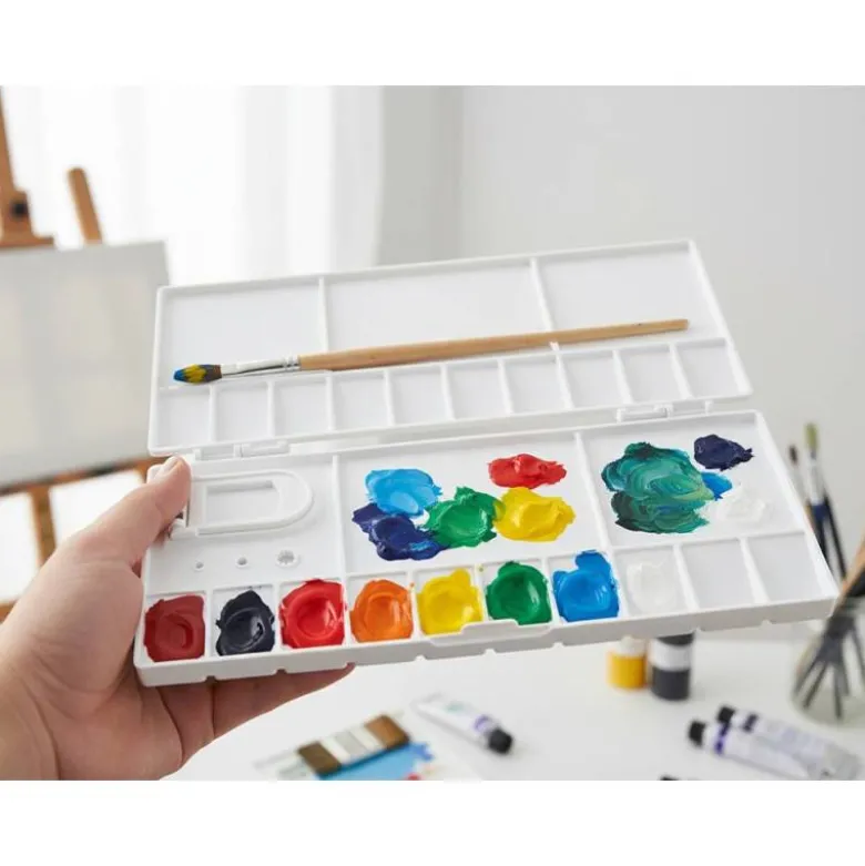 PALETA PLASTICO LIDERPAPEL PARA PINTURA PLEGABLE CON TAPA Y AGUJERO PARA EL PULGAR 20X10X1,8 CM