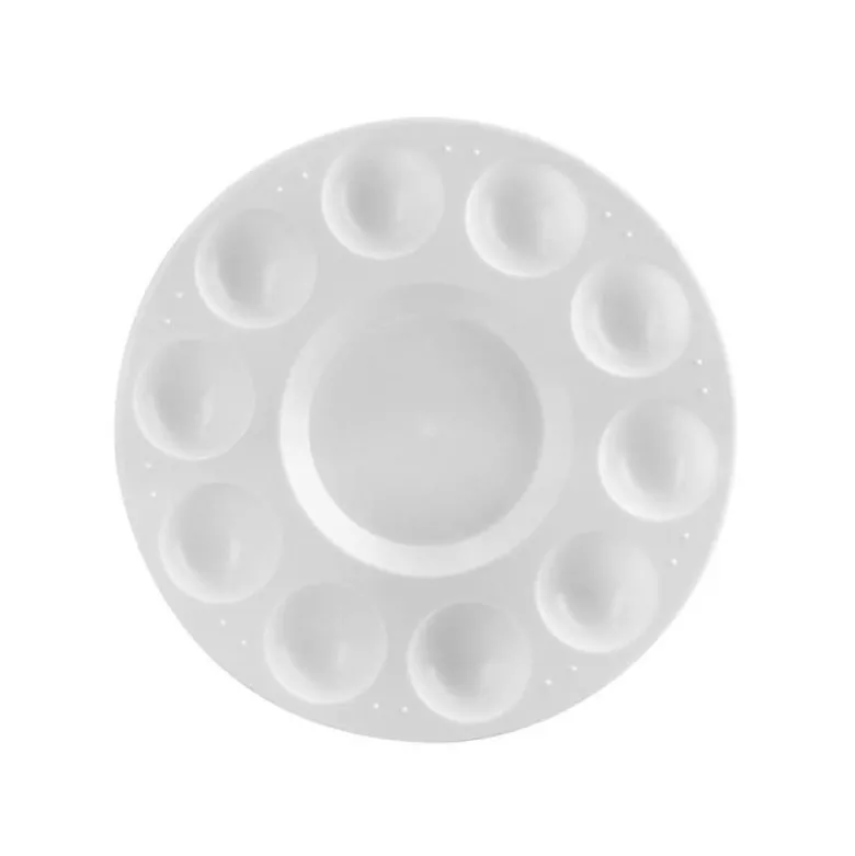 PALETA PLASTICO LIDERPAPEL PARA PINTURA REDONDA CON 10 HUECOS 17 CM