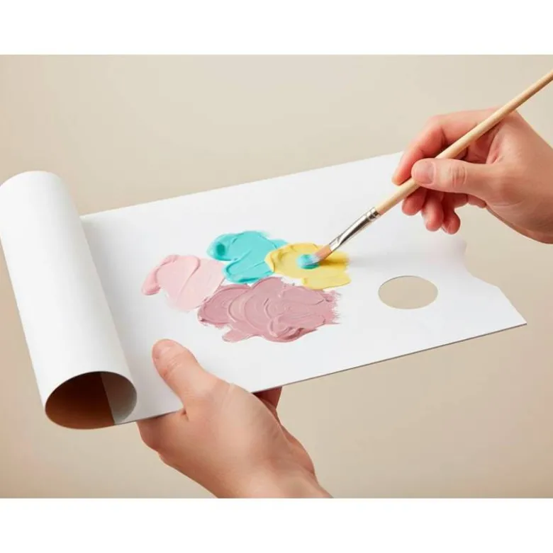 PALETAS DE PAPEL DESECHABLES LIDERPAPEL PARA PINTURA 40 HOJAS GRAMAJE 58G/M2 CON AGUJERO PARA PULGAR