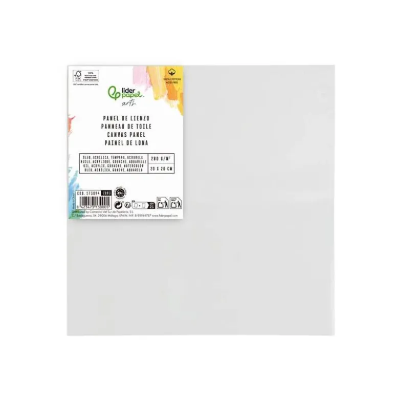 PANEL DE LIENZO LIDERPAPEL 20X20 CM GRAMAJE 280G/M2 CERTIFICADO FSC