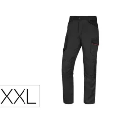 PANTALON DE TRABAJO DELTAPLUS CON CINTURA ELASTICA 7 BOLSILLOS COLOR GRIS-ROJO TALLA XXL