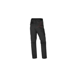PANTALON DE TRABAJO DELTAPLUS CON CINTURA ELASTICA 7 BOLSILLOS COLOR GRIS-ROJO TALLA M
