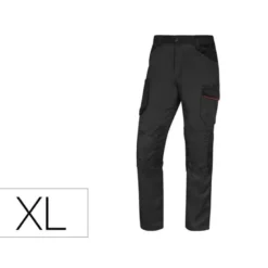 PANTALON DE TRABAJO DELTAPLUS CON CINTURA ELASTICA 7 BOLSILLOS COLOR GRIS-ROJO TALLA XL