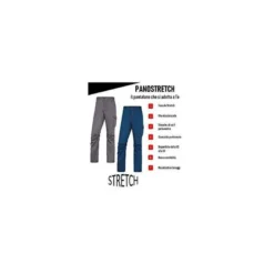 PANTALON DE TRABAJO DELTAPLUS CINTURA ELASTICA 5 BOLSILLOS COLOR GRIS / NEGRO TALLA S