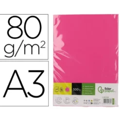 PAPEL COLOR LIDERPAPEL DIN A3 80 GR ROSA INTENSO PAQUETE DE 500 HOJAS