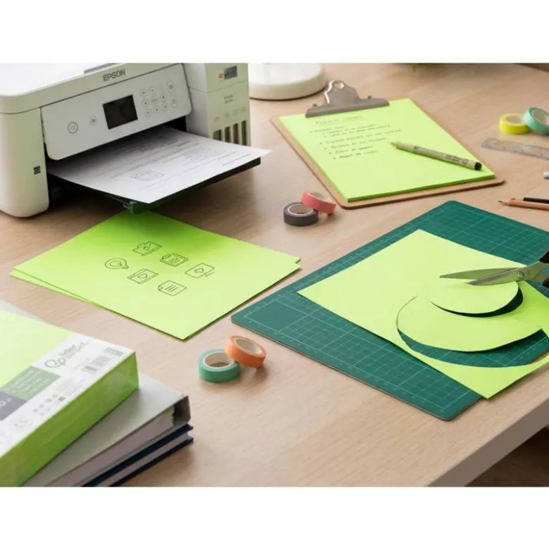 PAPEL COLOR LIDERPAPEL DIN A4 80 GR VERDE NEON PAQUETE DE 500 HOJAS
