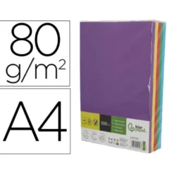 PAPEL COLOR LIDERPAPEL DIN A4 80 GR 5 COLORES SURTIDOS INTENSOS PAQUETE DE 500 HOJAS
