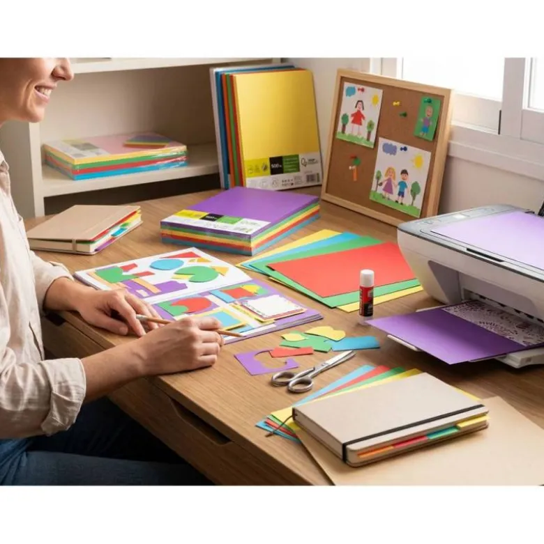 PAPEL COLOR LIDERPAPEL DIN A4 80 GR 5 COLORES SURTIDOS INTENSOS PAQUETE DE 500 HOJAS