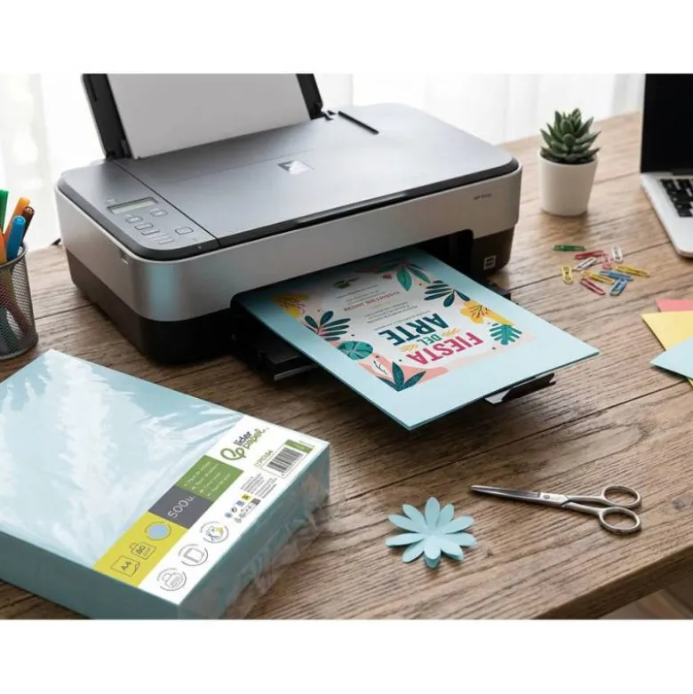 PAPEL COLOR LIDERPAPEL DIN A4 80 GR CELESTE PAQUETE DE 500 HOJAS