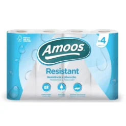PAPEL DE COCINA AMOOS 2 CAPAS 100 MM DIAMETRO X 224 MM ALTO 42G/M2 36 SERVICIOS PAQUETE DE 4 ROLLOS