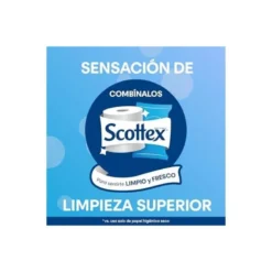 Papel higienico scottex megarrollo doble largo 2 capas paquete de 6 rollos