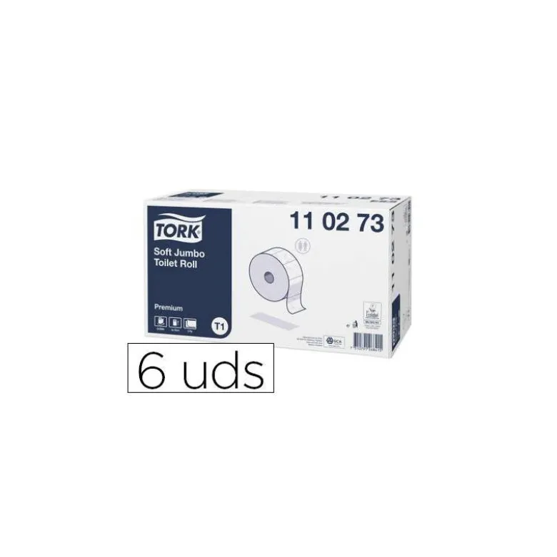 PAPEL HIGIENICO TORK JUMBO SUAVE 2 CAPAS 360 MT PARA DISPENSADOR T1 PAQUETE DE 6 ROLLOS