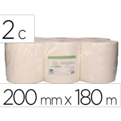 PAPEL SECAMANOS BUNZL GREENSOURCE 2 CAPAS CELULOSA BLANCA 200 MM X 180 MT PAQUETE DE 6 ROLLOS