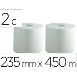 PAPEL SECAMANOS BUNZL GREENSOURCE AIR LAID 2 CAPAS CELULOSA BLANCA 235 MM X 450 MT PAQUETE DE 2 ROLLOS