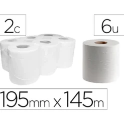 PAPEL SECAMANOS DAHI 2 CAPAS CELULOSA GOFRADA 195 MM X 145 MT PAQUETE DE 6 ROLLOS