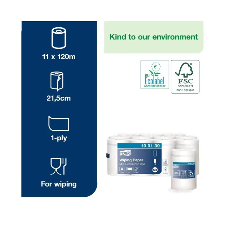 PAPEL SECAMANOS TORK ANCHO 215 MM LARGO 120 MT 1 CAPA PARA DISPENSADOR M1 ALIMENTACION CENTRAL PEQUEÑO