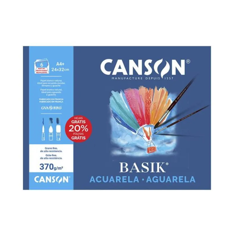 Papel acuarela Canson Din a4+ gramaje 370 g/m2