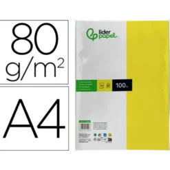Papel color Liderpapel color limon A4 80g/m2 100 hojas