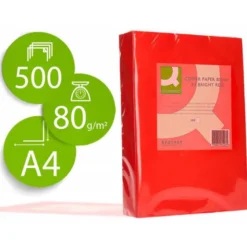 Papel color Q-connect tamaño A4 80g/m2 pack 500 hojas Rojo intenso