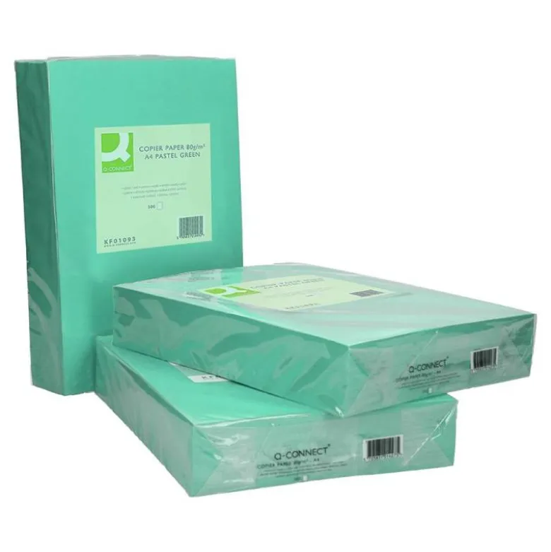 Papel color Q-connect tamaño A4 80g/m2 pack 500 hojas Verde