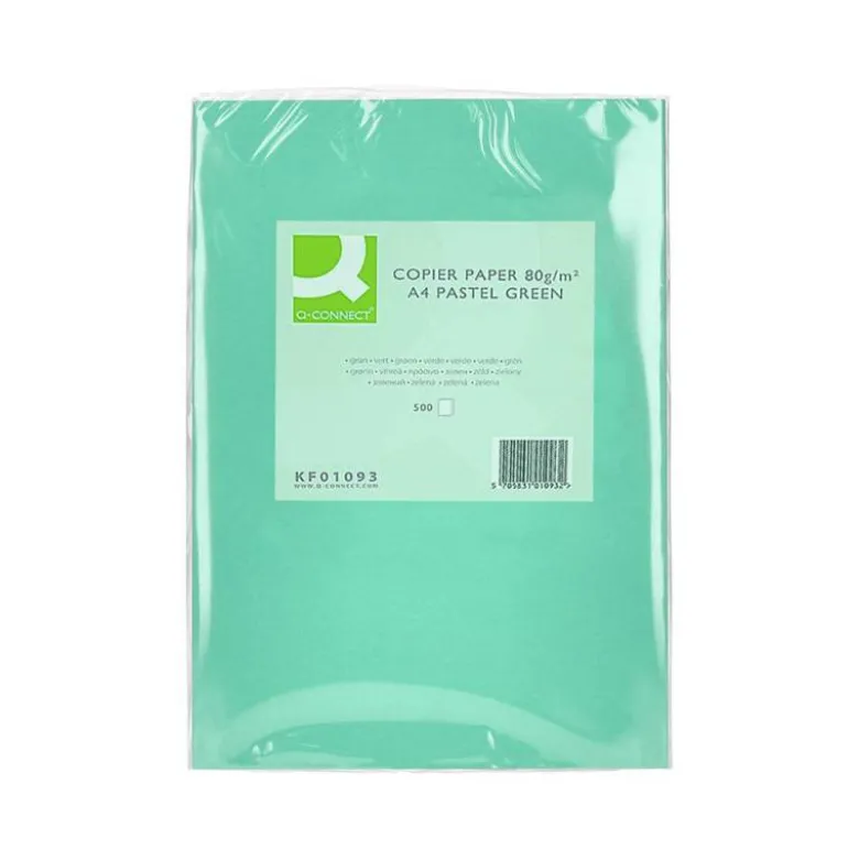 Papel color Q-connect tamaño A4 80g/m2 pack 500 hojas Verde