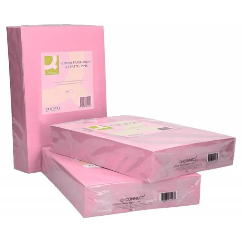 Papel color Q-connect tamaño A4 80g/m2 pack 500 hojas Rosa