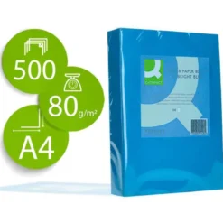 Papel color Q-connect tamaño A4 80g/m2 pack 500 hojas Azul intenso